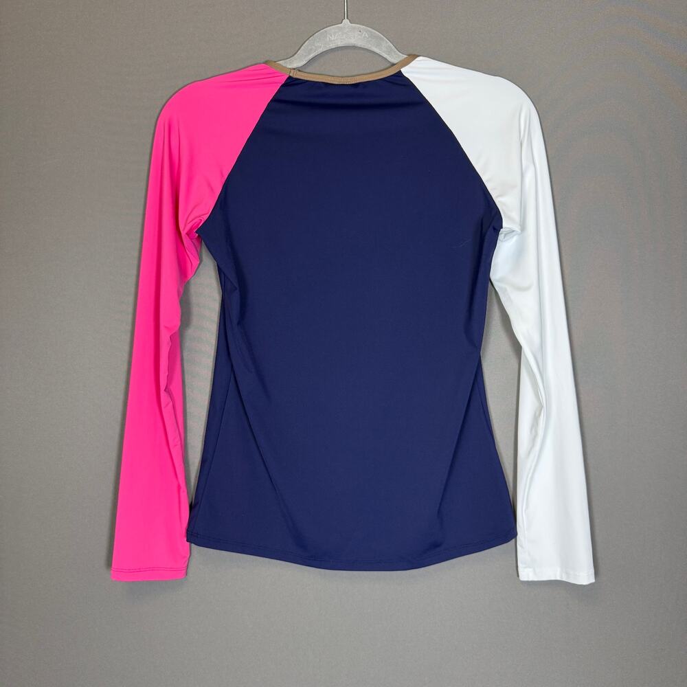 NWT Tommy Bahama long sleeve rash guard - womens color blocked navy pink size M - Picture 5 of 7